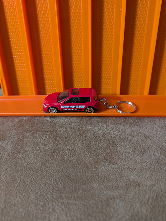 Custom Diecast Keychain – Red Honda Hatch